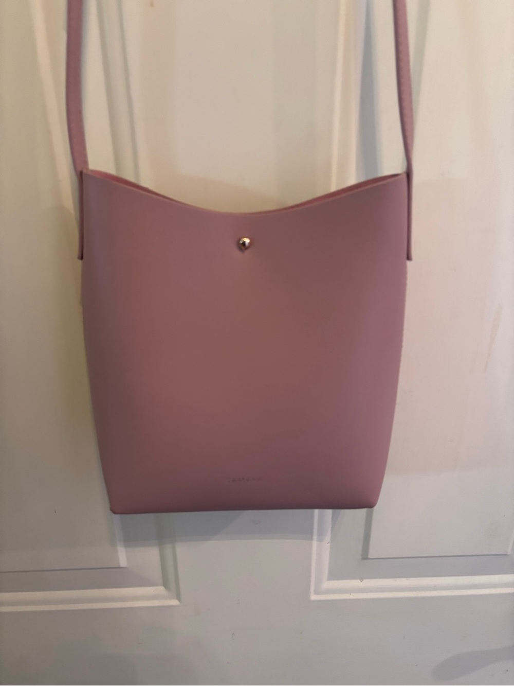 Anthropologie Samra Vegan Leather Blush Pink Crossbody Bucket Bag - Picture 3 of 5
